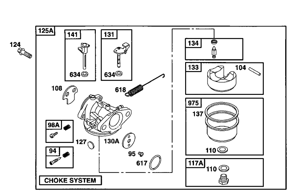 Carburetor Assembly 2 Diagram and Parts List for 12E802-0830-XX  Briggs and Stratton Engine